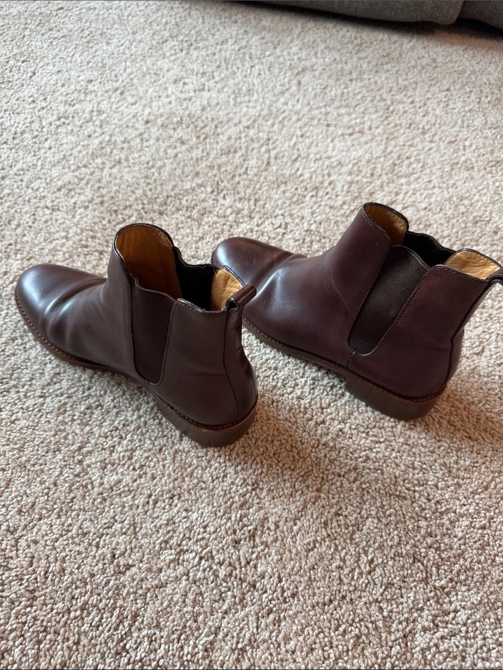 Sezane brown leather chelsea boots